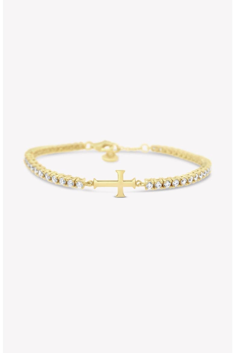 Luminous Cross Tennis Bracelet, Main, color, 18k Gold Plated