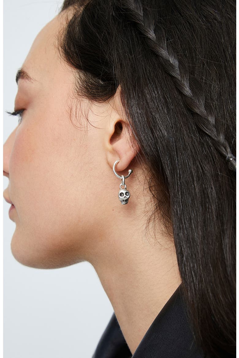 Silver Charm in the Shape of a Skull, Alternate, color, Silver