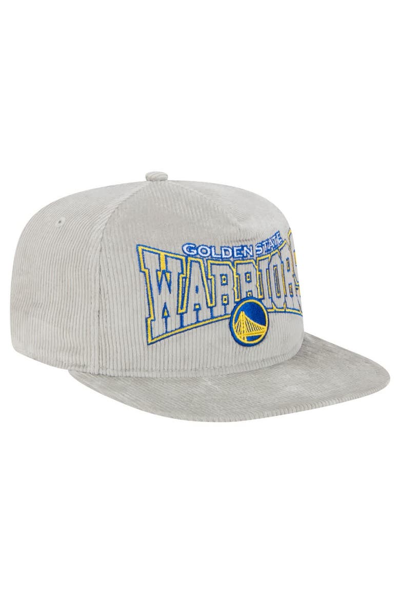 Men's New Era Gray Golden State Warriors Throwback Corduroy Golfer Snapback Hat, Alternate, color, Gray