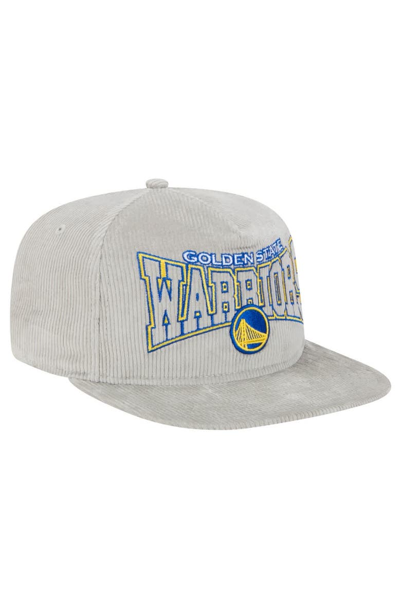 New Era Men's New Era Gray Golden State Warriors Throwback Corduroy Golfer Snapback Hat, Alternate, color, Gray