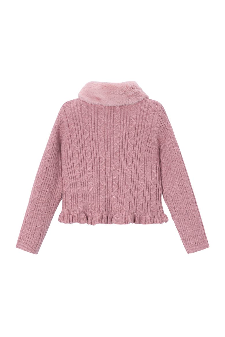 Faux Fur Collar Cardigan, Alternate, color, Pink