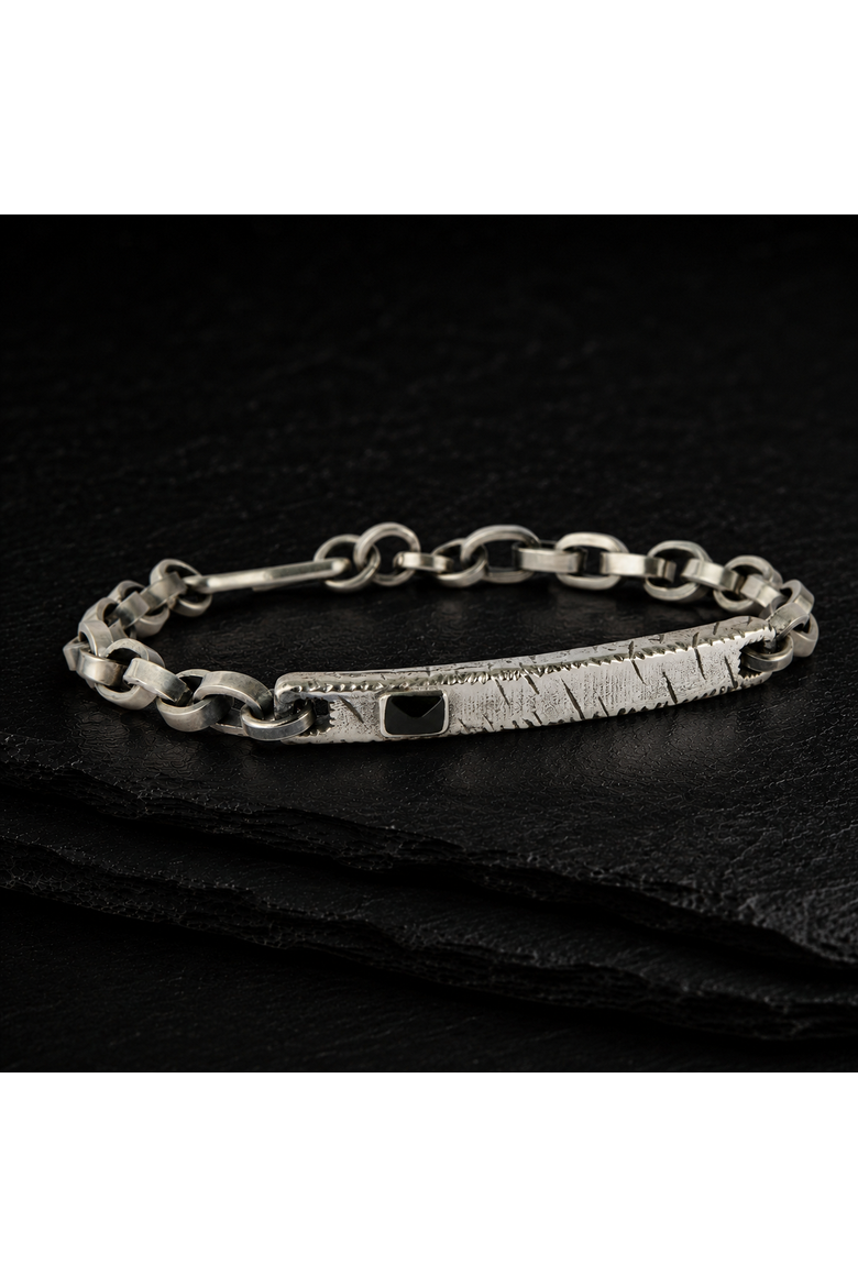 Rustic Silver Bracelet with Zirconia, Alternate, color, Sterling Silver