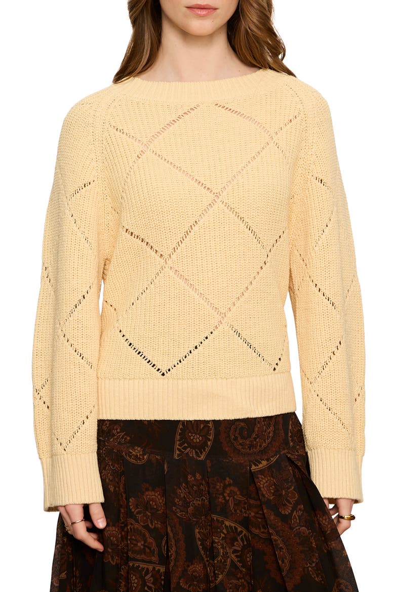 Diamond Stitch Sweater, Main, color, LIGHT GOLDIE YELLOW