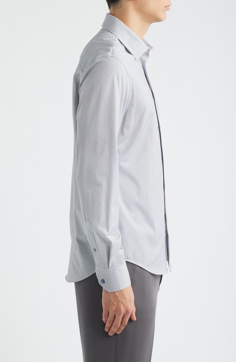 Bugatchi James OoohCotton<sup>®</sup> Geo Print Button-Up Shirt, Alternate, color, Sand/ Blue