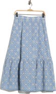 Ellen Tracy Embroidered Cotton Tiered Skirt