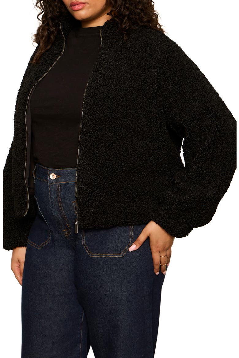 Cloud Nine Fleece Bomber Jacket, Alternate, color, BLACK