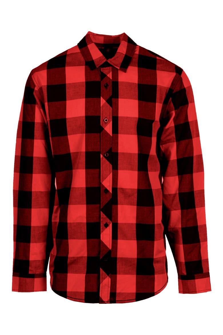 Buffalo Plaid Flannel Button-Up Shirt, Main, color, RED/ BLACK