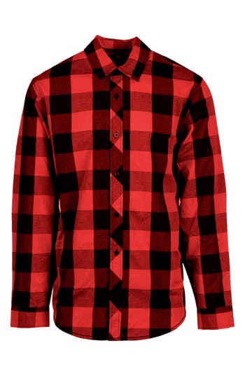 Burnside Buffalo Plaid Flannel Button-up Shirt In Red