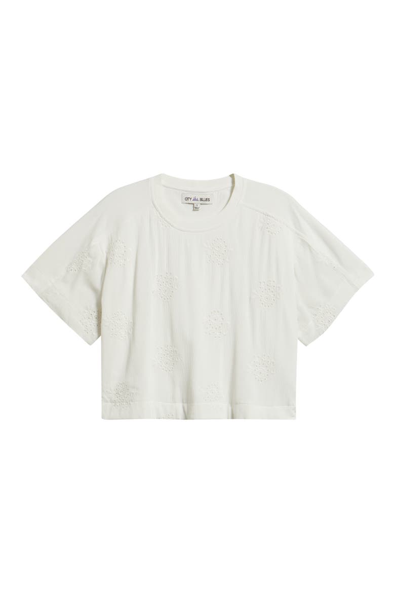 Eyelet Crop T-Shirt, Alternate, color, WHITE