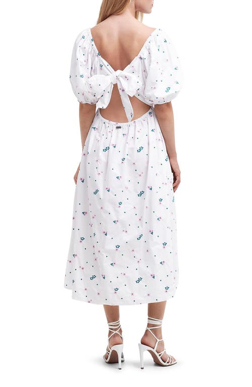 BARBOUR BARBOUR FAIRACRE EMBROIDERED FLORAL CUTOUT COTTON POPLIN MIDI DRESS