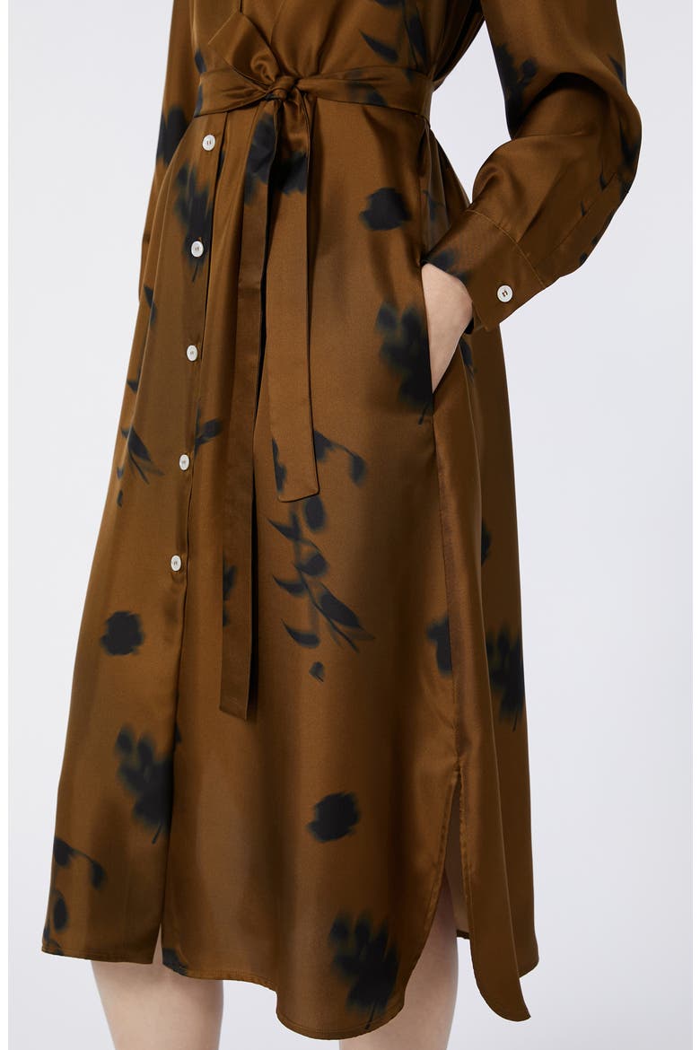 Jadi Print Tie Waist Silk Shirtdress, Alternate, color, OLIVE GREEN