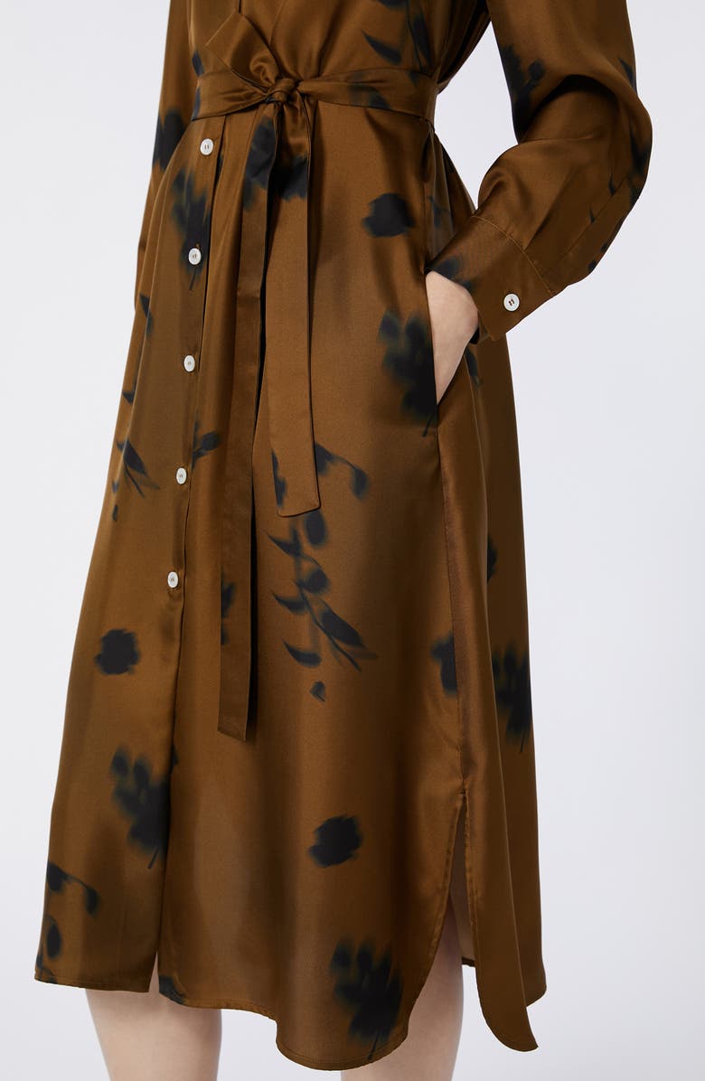 MM by Max Mara Jadi Print Tie Waist Silk Shirtdress, Alternate, color, Olive Green