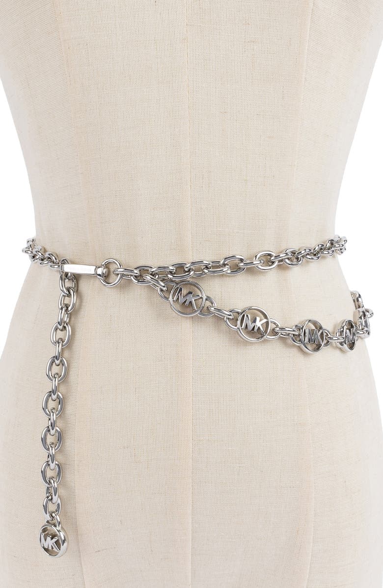 MICHAEL Michael Kors Logo Chain Belt, Main, color, 