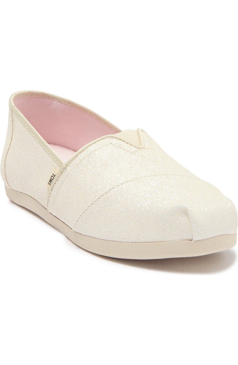 TOMS Alpargata Glitter Slip-On Flat, Main, color,