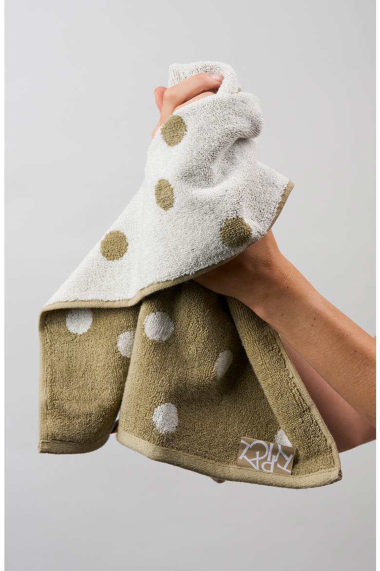 Scattered Polka Dot Set of 2 Hand Towels, Alternate, color, EVERYDAY KHAKI/ WORKSHOP WHITE