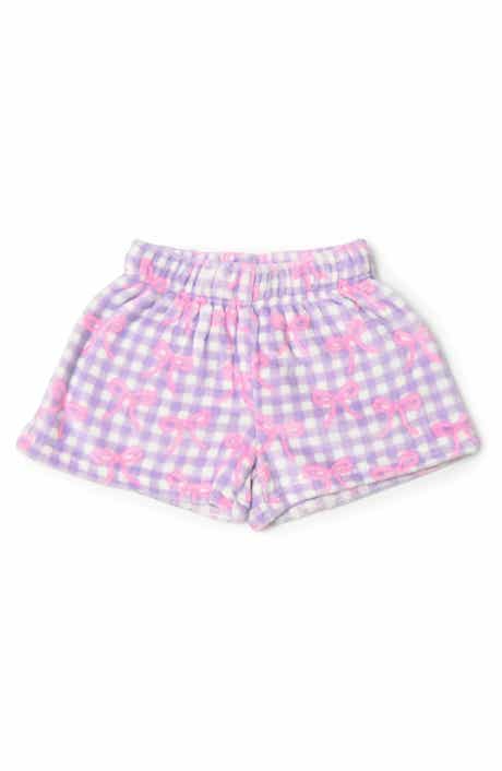 Kids' Gingham Bow Plush Pajama Shorts