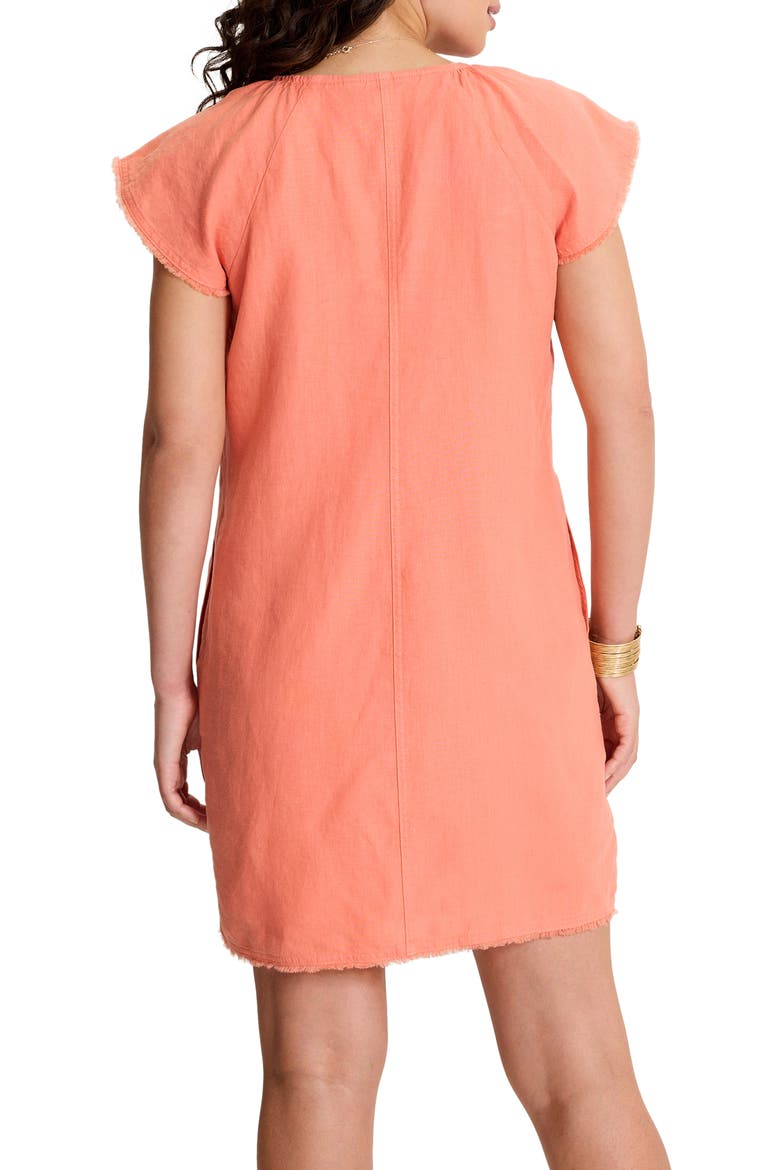 Two Palms Flutter Sleeve Linen Shift Minidress, Alternate, color, PEACH GELATO