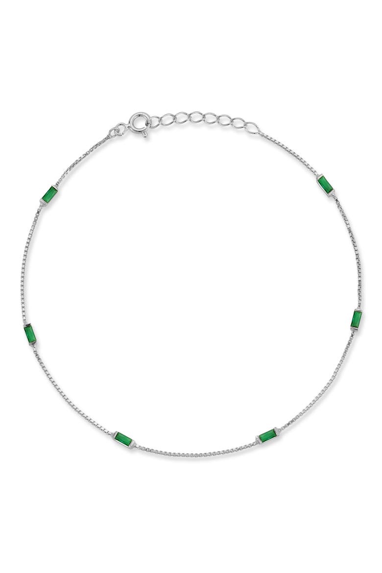 Cubic Zirconia Baguette Anklet, Main, color, SILVER