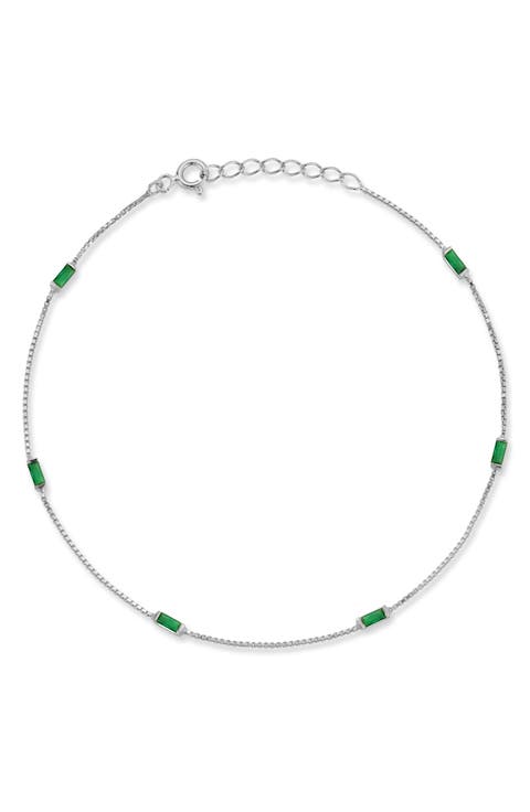 Cubic Zirconia Baguette Anklet