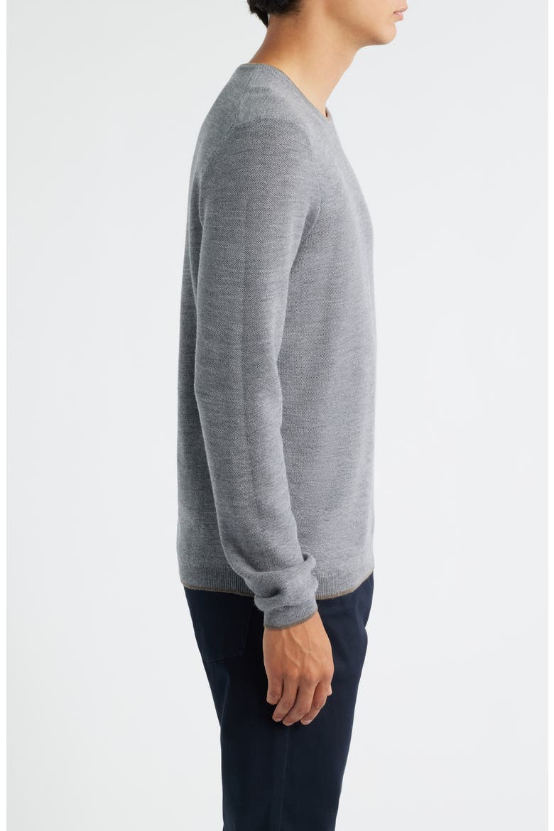 Belvedere Tipped Merino Wool Sweater, Alternate, color, GREY
