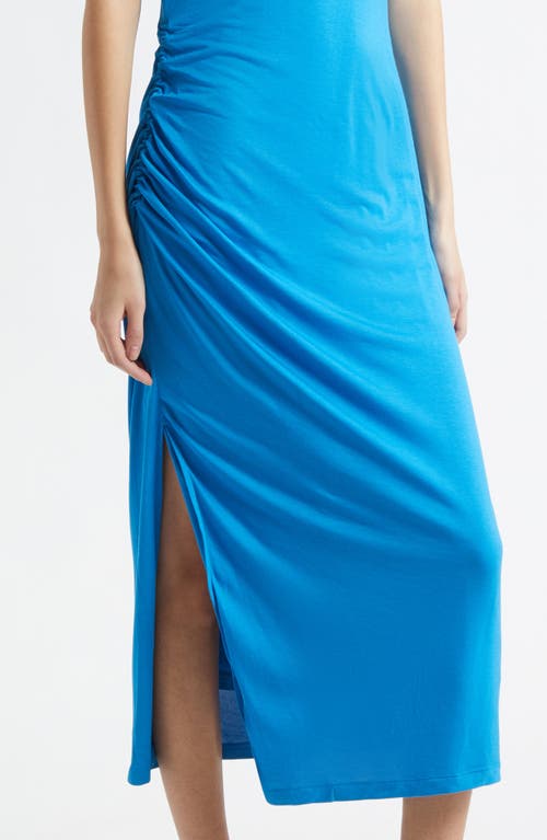 Reiss Womens Tulia Side-ruched Jersey Midi Dress Bright Blue In Blue