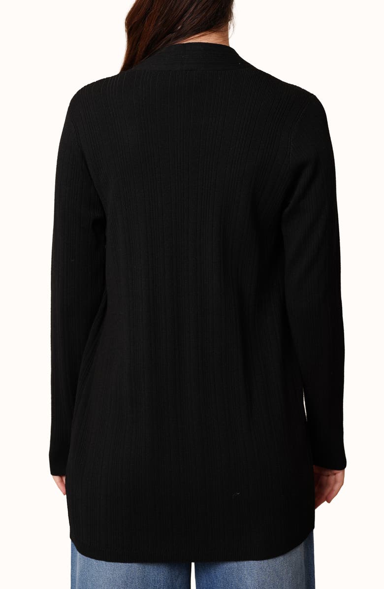 CYRUS Ribbed Open Front Long Cardigan, Alternate, color, Black