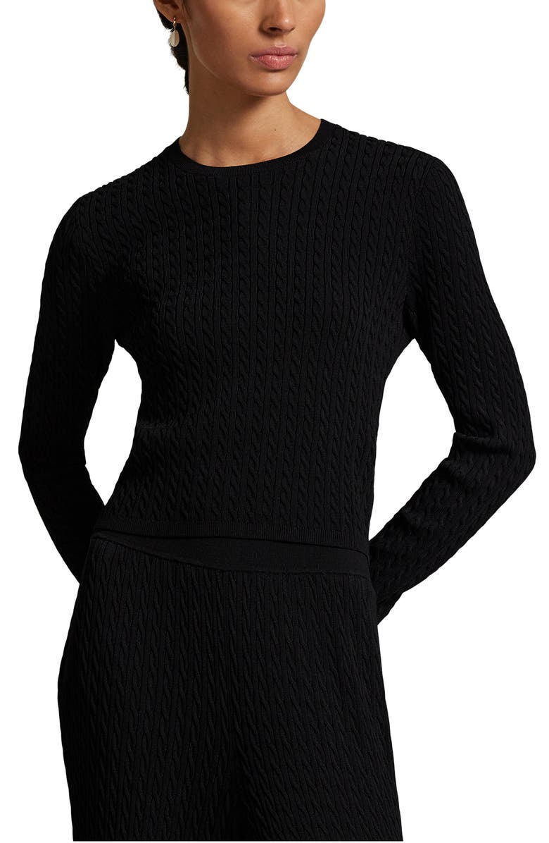 Polo Ralph Lauren Cable Knit Crop Sweater, Main, color, Polo Black