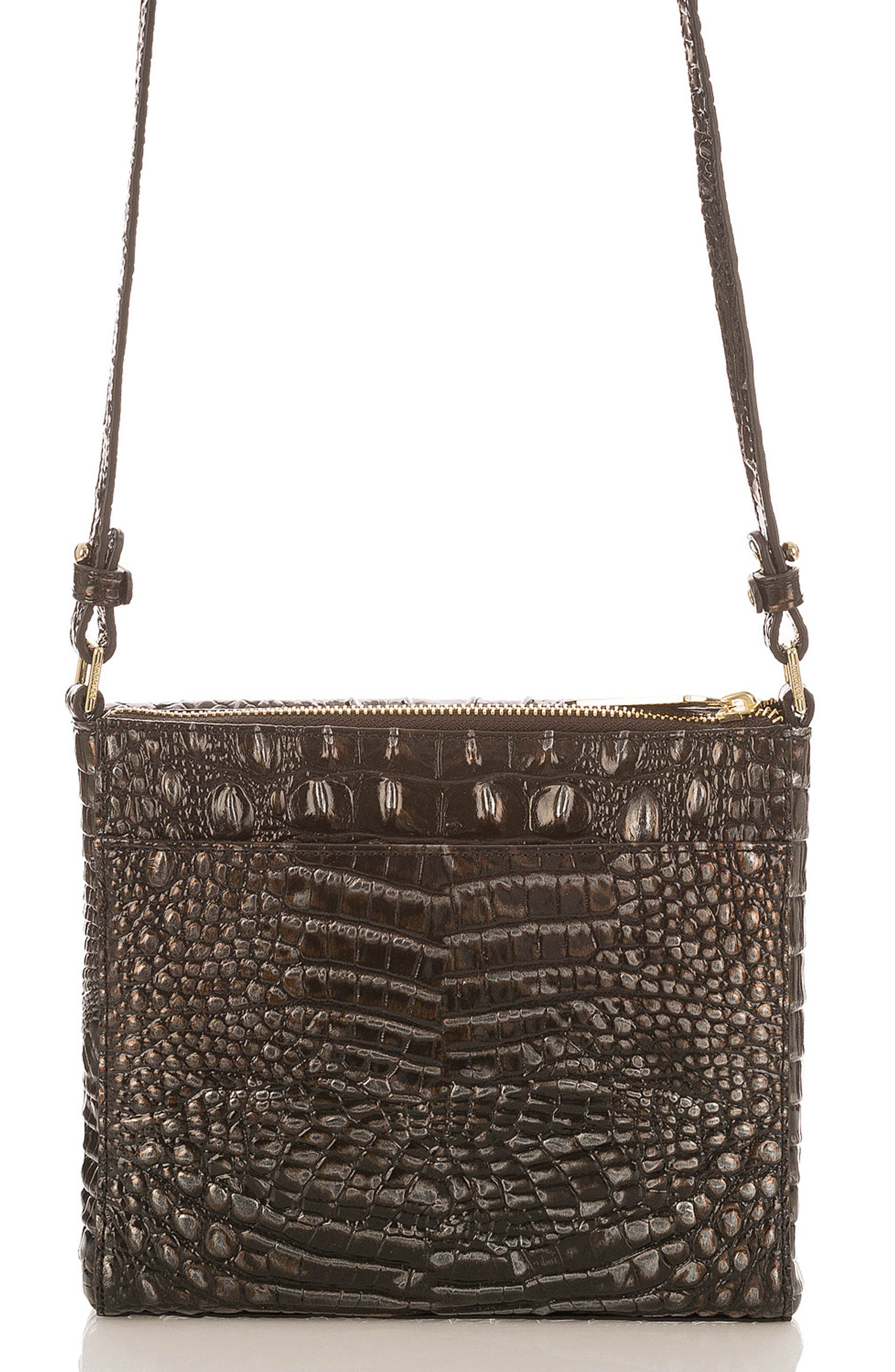 Brahmin Melbourne Manhattan Croc Embossed Leather Crossbody Bag, Alternate, color, 