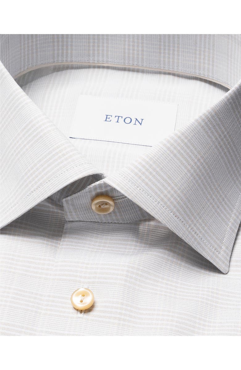 Eton Slim Fit Prince of Wales Check Dress Shirt, Alternate, color, Medium Brown