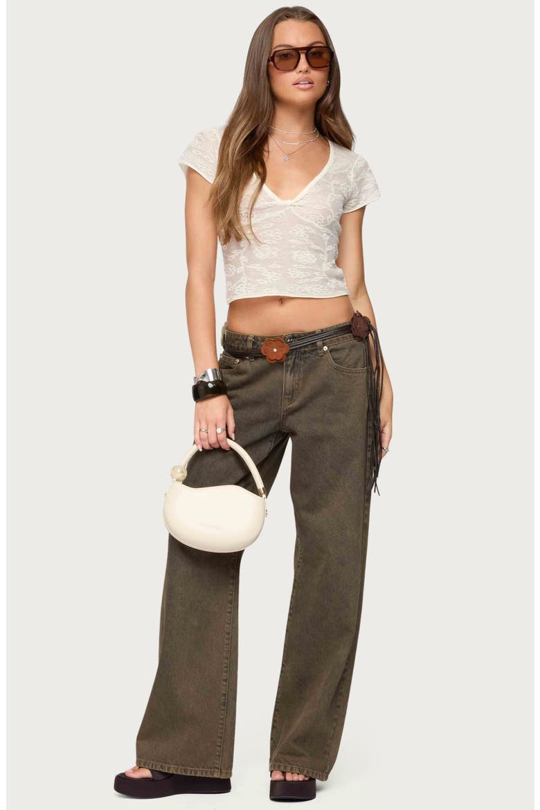 Krystal Twist Front Crop Mesh Top, Alternate, color, CREAM