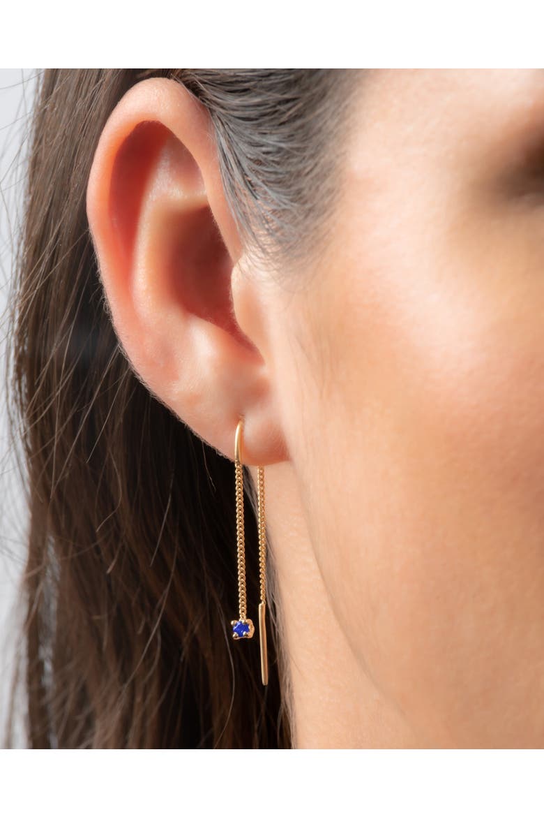 Connection Chain Threader Earrings Natural Gemstones. Handmade in Italy, Alternate, color, Sapphire