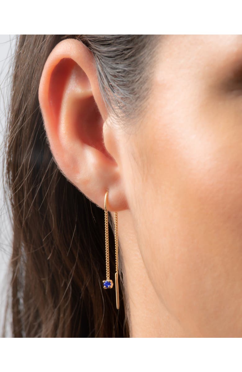 Eloise Jewelry Connection Chain Threader Earrings Natural Sapphire. Handmade in Italy, Alternate, color, Sapphire