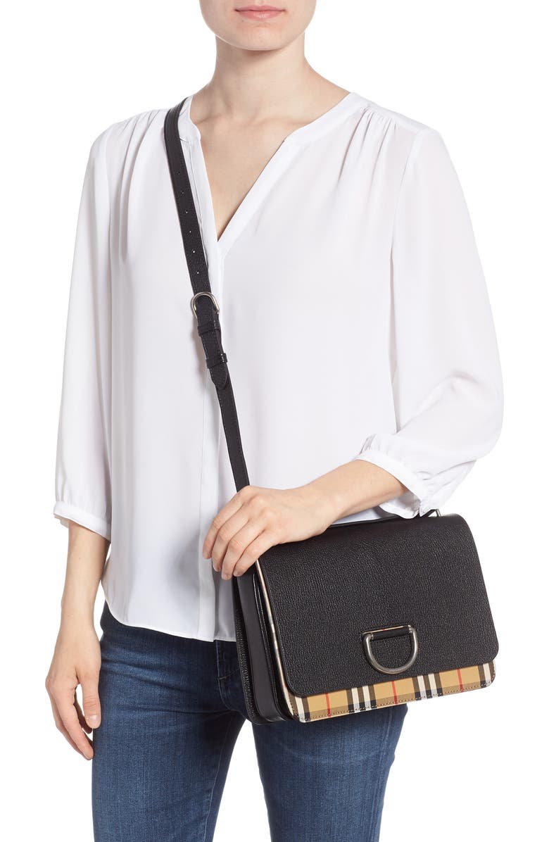 Burberry Medium D-Ring Vintage Check & Leather Crossbody Bag, Alternate, color,