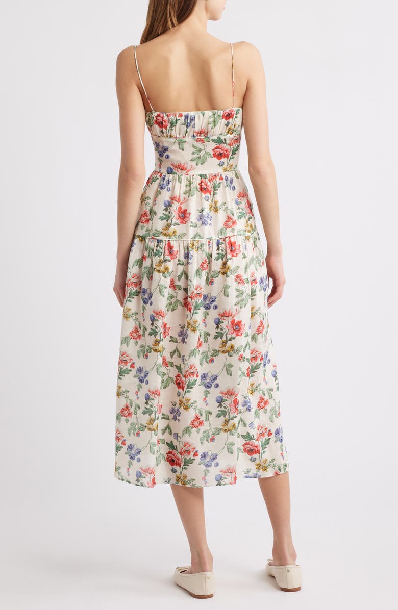 DÔEN Benoit Floral Print Midi Dress, Alternate, color, Ivory Wild Rose