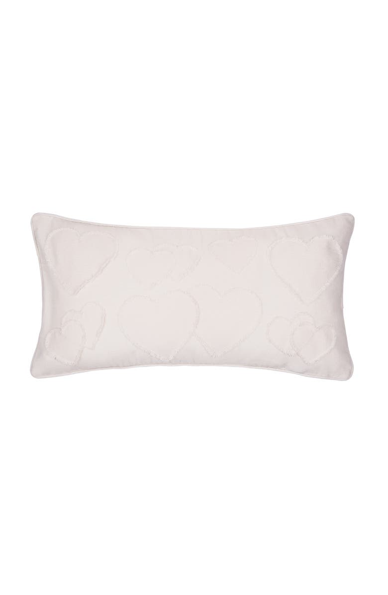 C&F Home White Heart Pattern Applique Accent Throw Pillow 12" x 24", Main, color, White