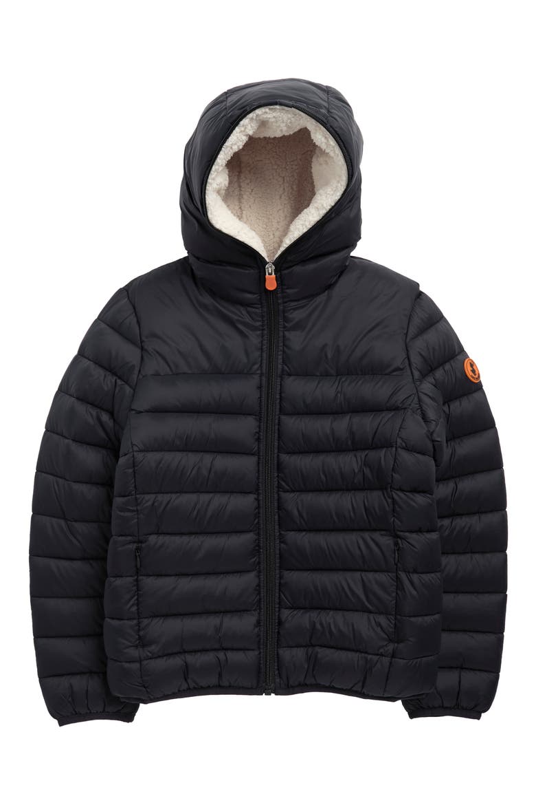 Kids' Wind & Water Resistant Fleece Lined Puffer Jacket, Main, color, BLACK