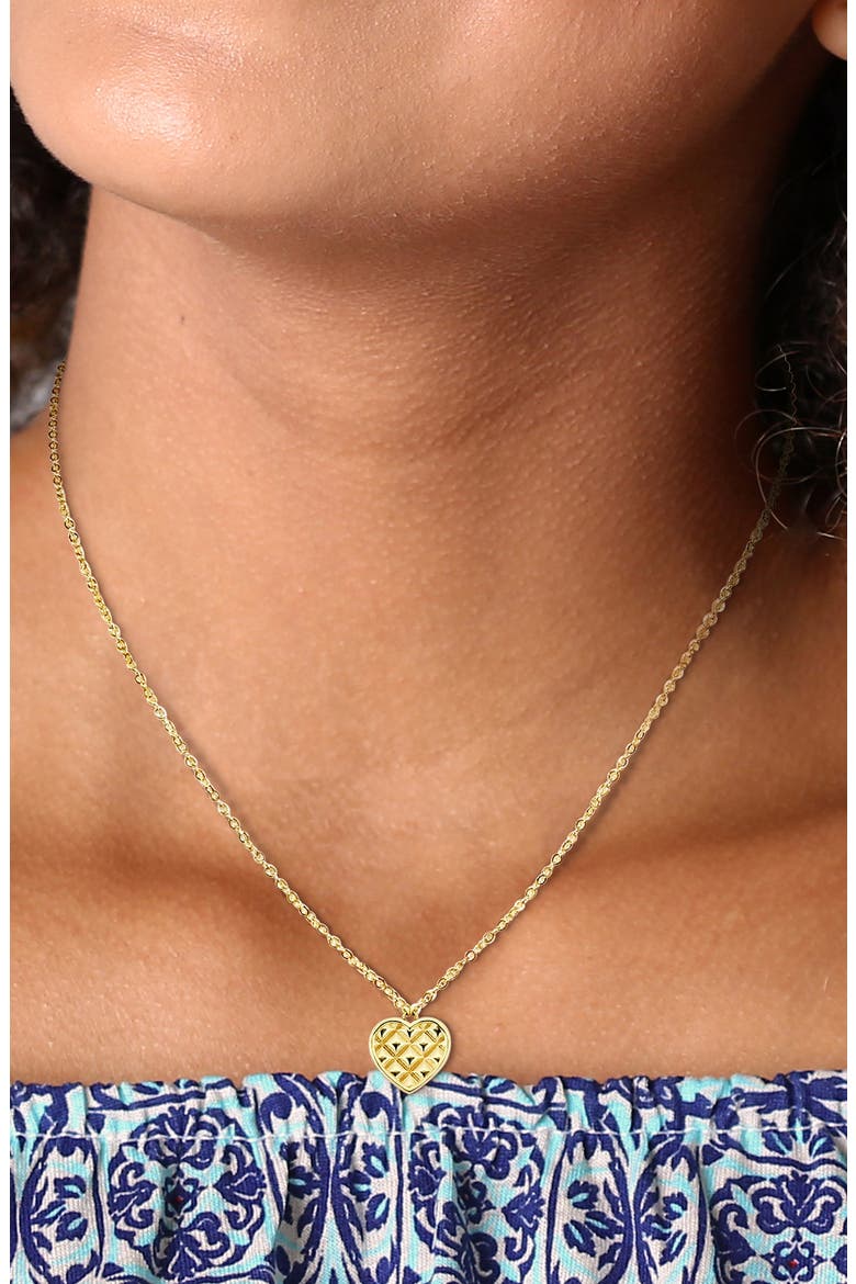 10K Yellow Gold Textured Heart Pendant Necklace, Alternate, color, GOLD