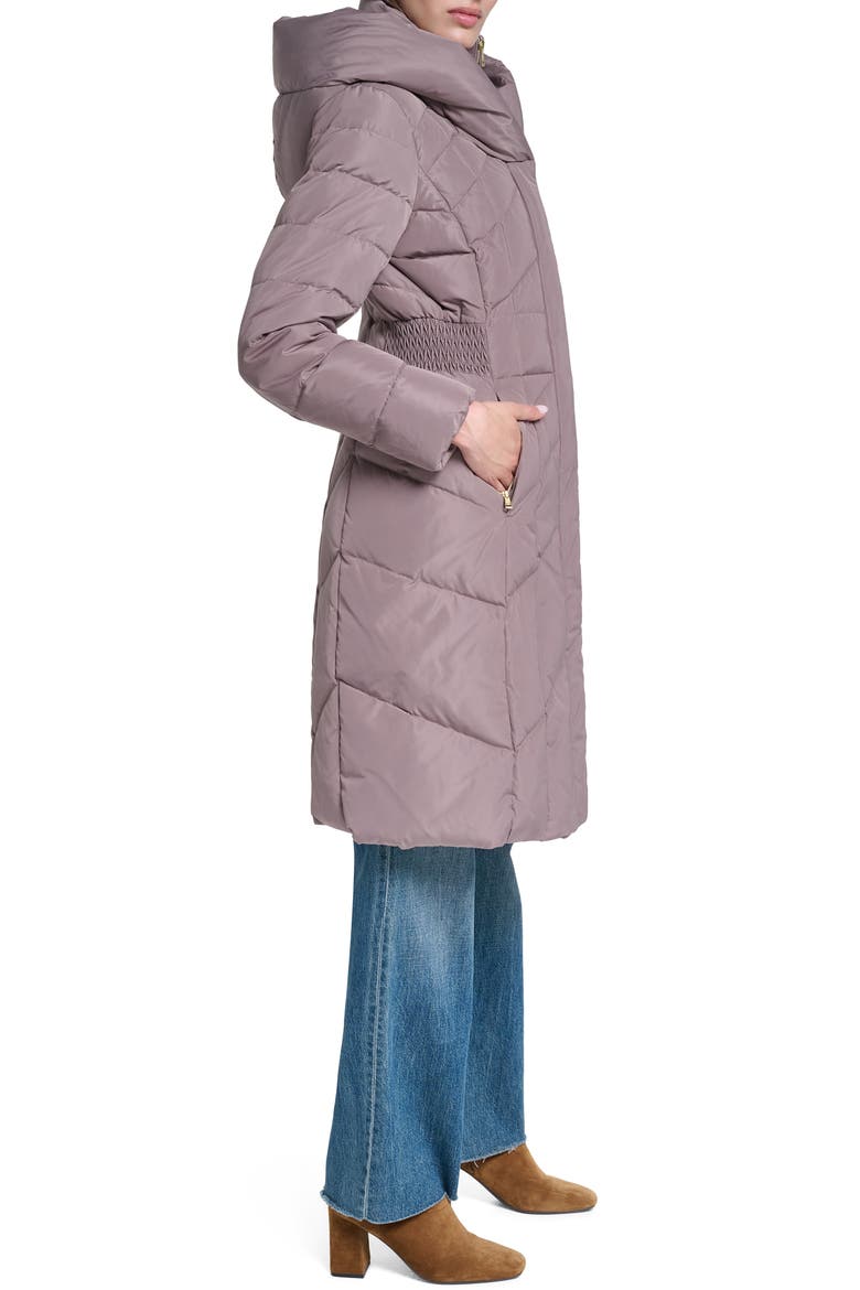 Taffeta Puffer Coat with Quilted Zip Bib, Alternate, color, CASHEW