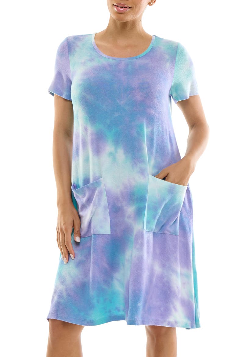 Tie Dye Trapeze Dress, Alternate, color, PURPLE MULTI