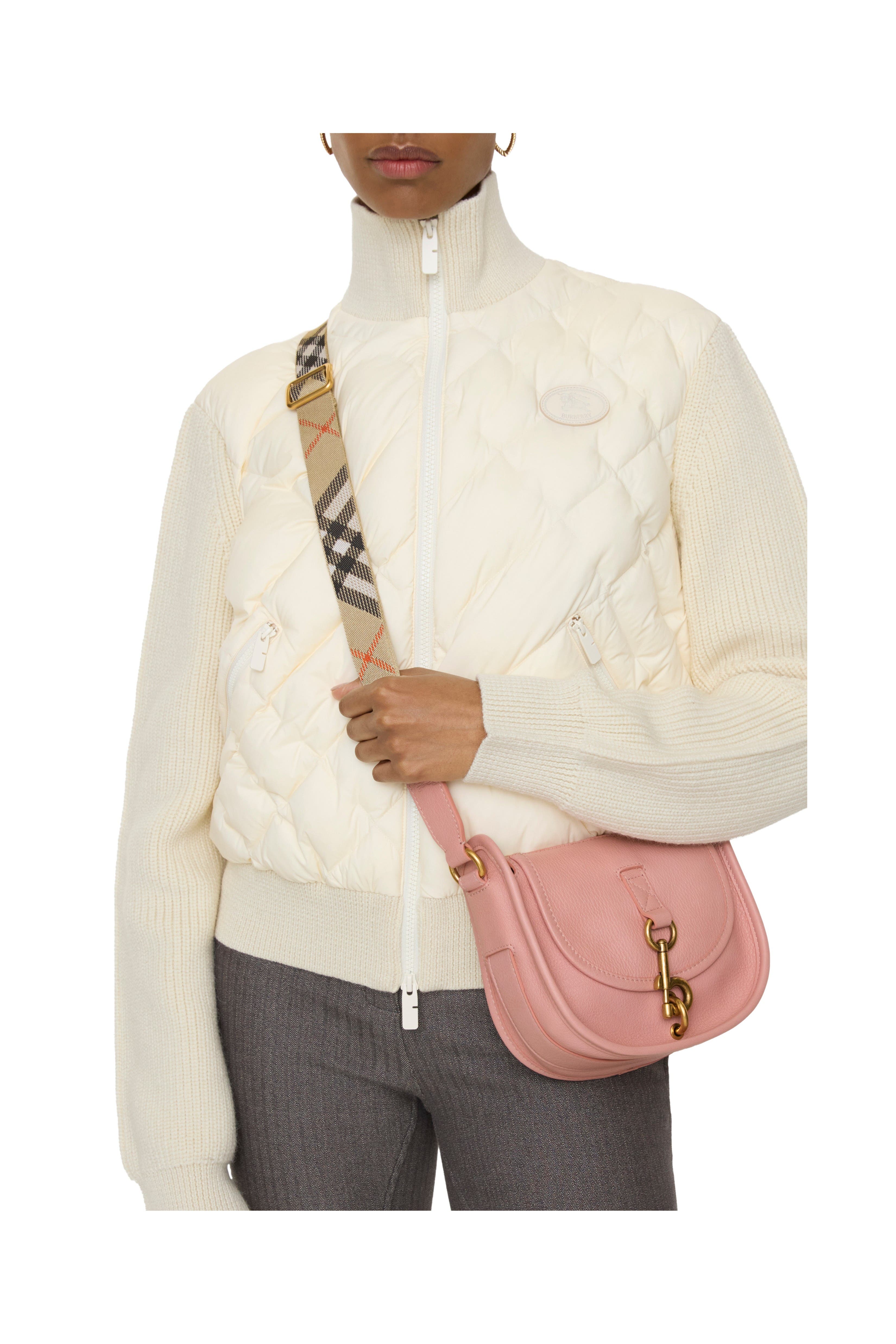 Burberry Mini B Clip Messenger Bag, Alternate, color, Peony Pink