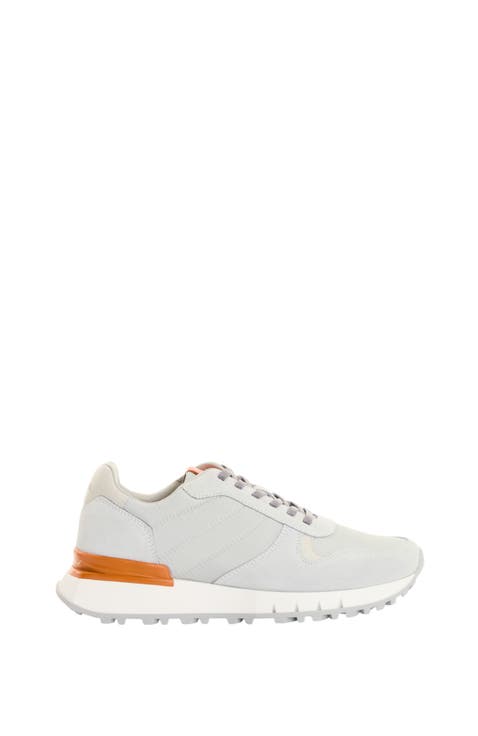 Suede and Canvas Tennis Shoes Sporty Silhouette