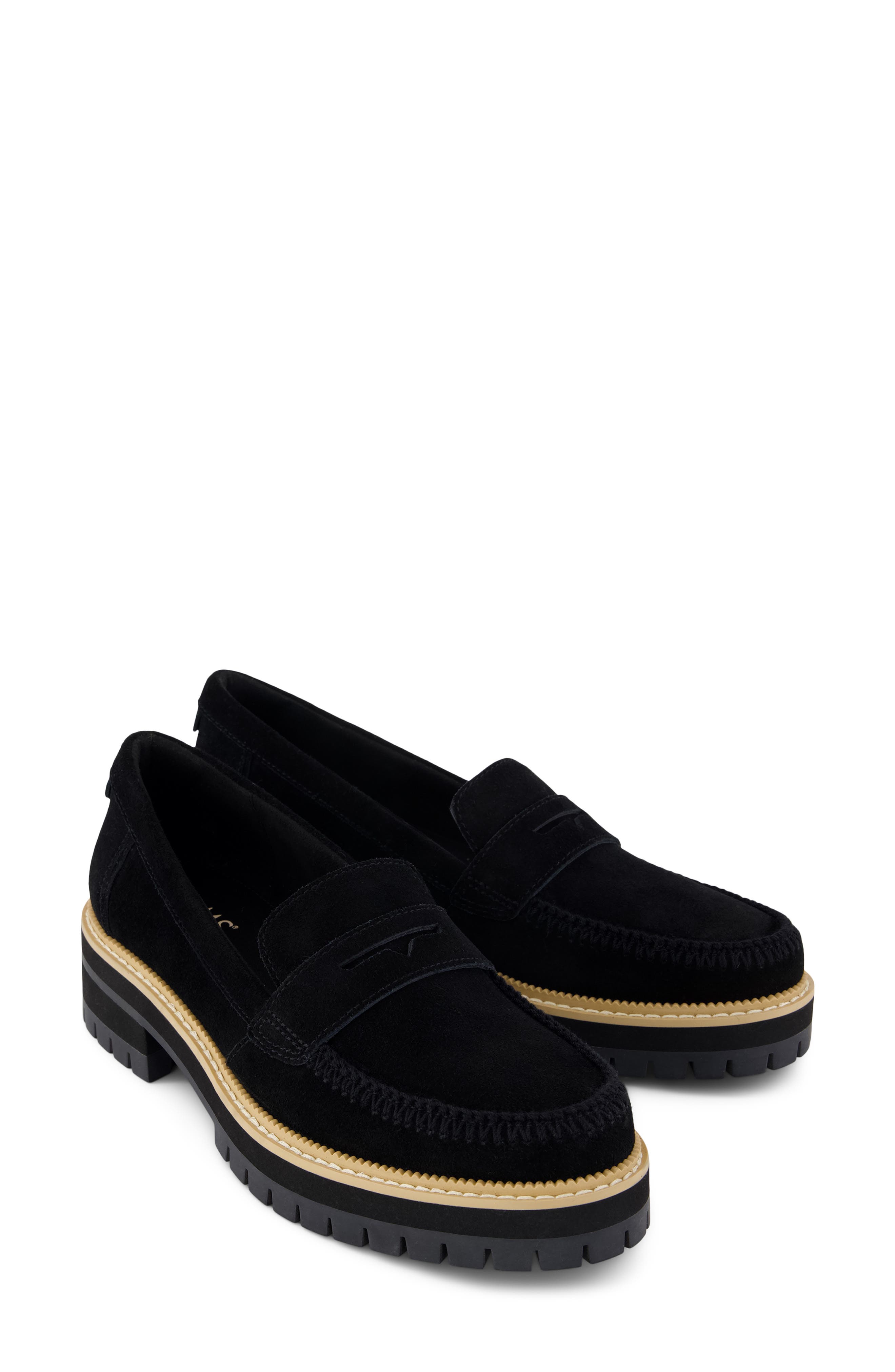 Cara Platform Penny Loafer, Alternate, color, BLACK