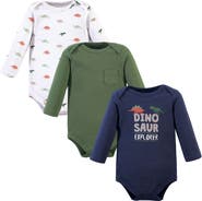Hudson Baby Cotton Long-Sleeve Bodysuits 3-Pack