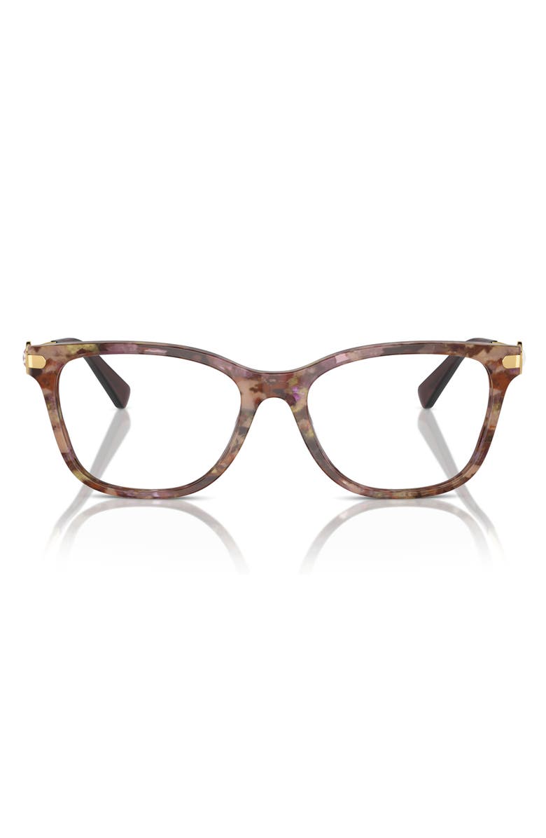 COACH 49mm Rectangular Optical Glasses, Main, color, Petal Tortoise / Demo Lens