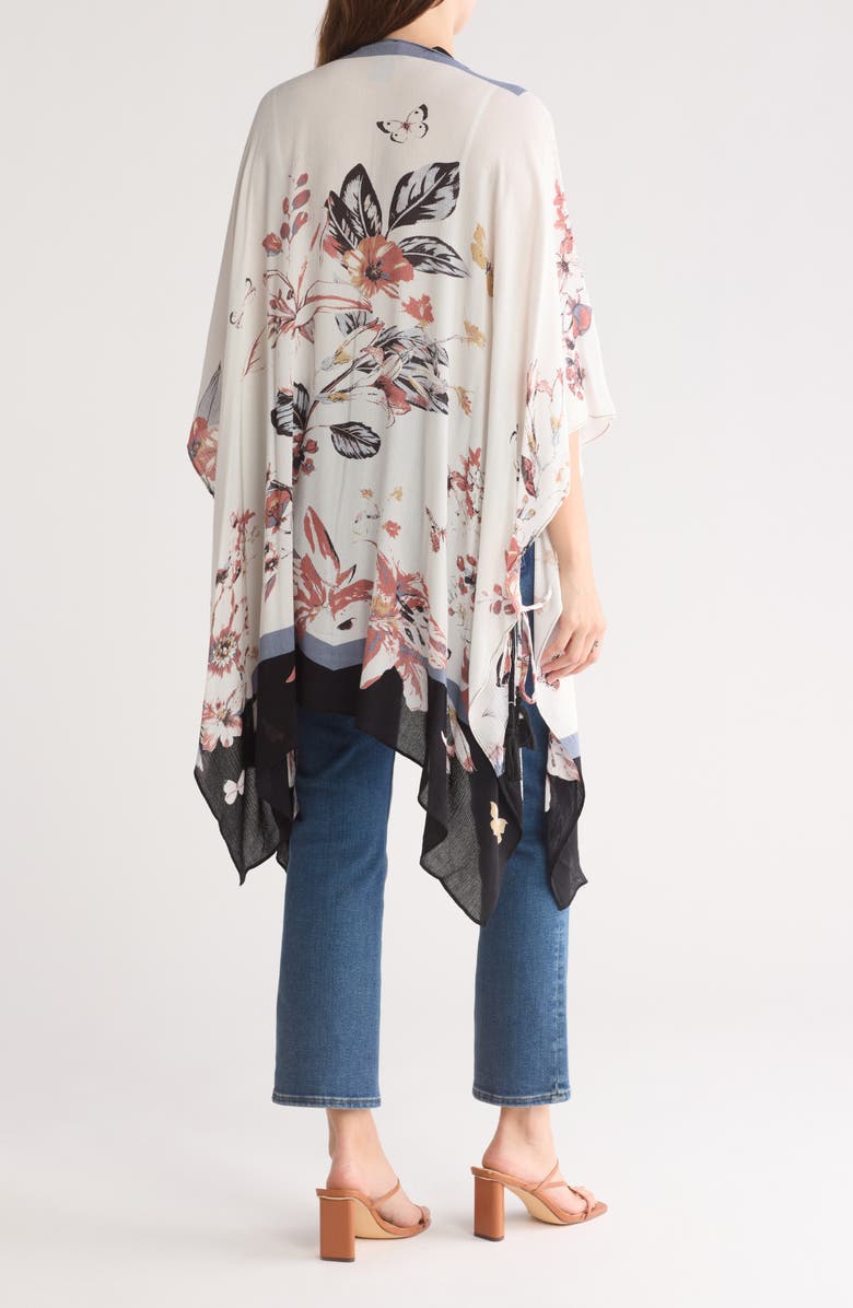 Vince Camuto Lily Botanical Ruana, Alternate, color, Black Neutral