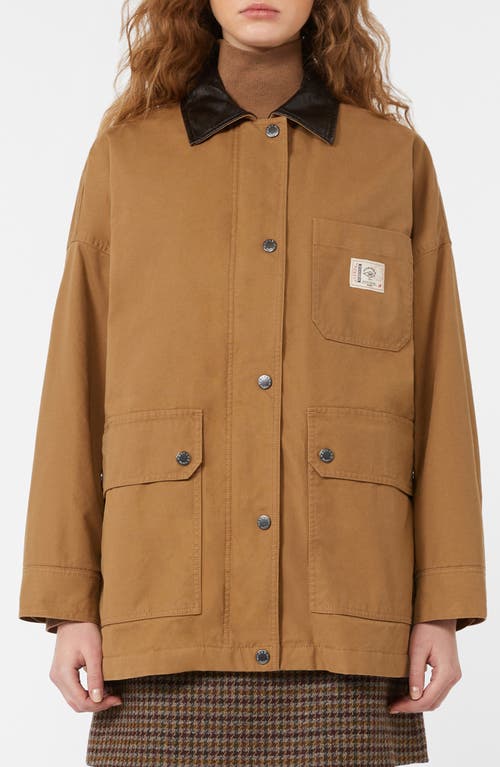 Weekend Max Mara Leather-collared Patch-pocket Jacket In Brown