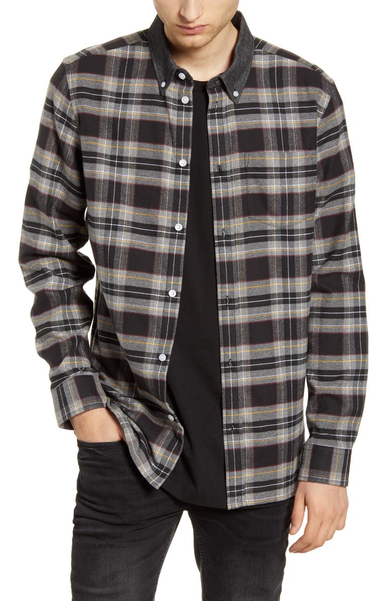 WeSC Olavi Plaid Button-Down Flannel Shirt, Main, color, 
