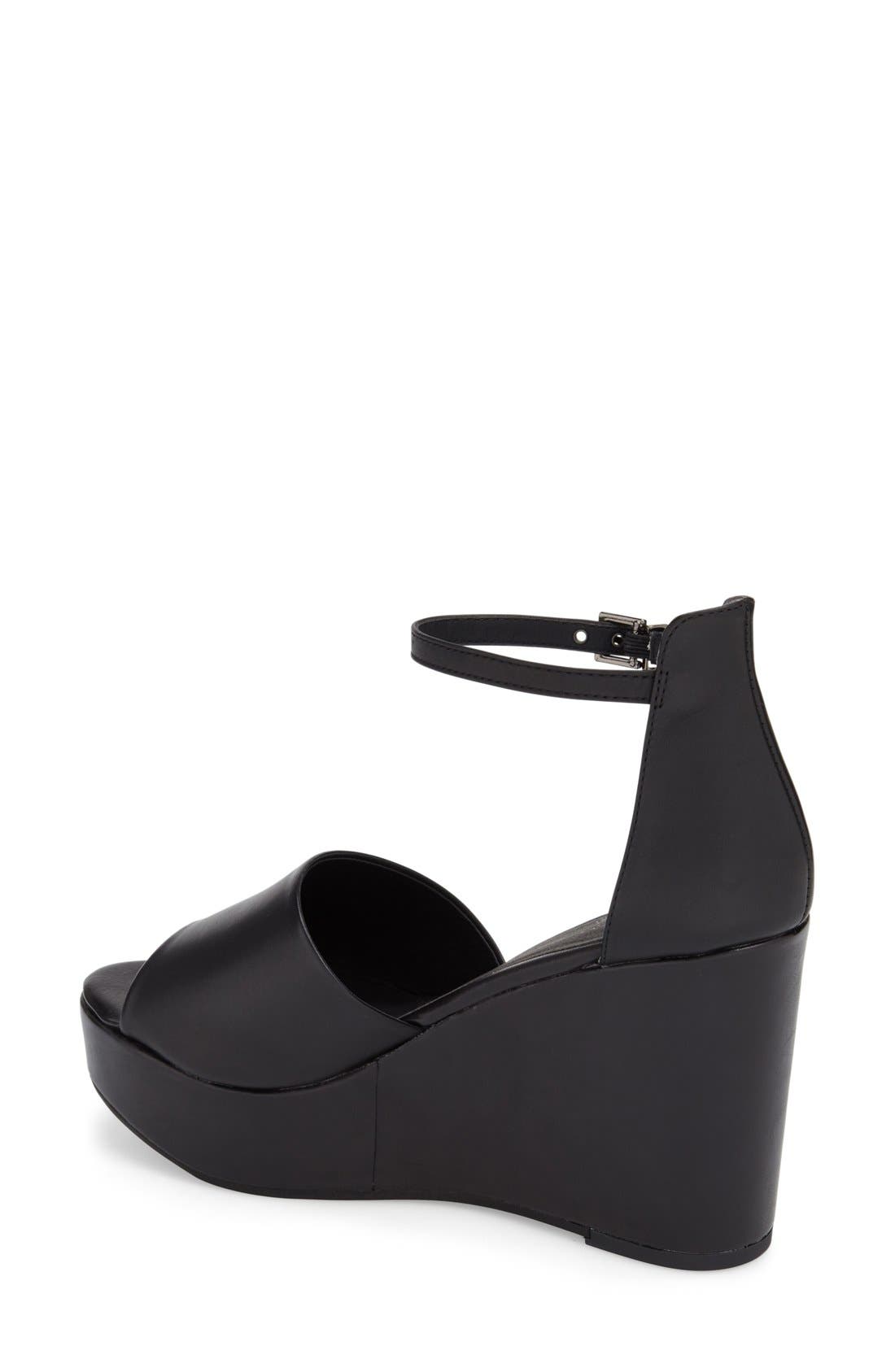 'Upbeat' Wedge Sandal, Alternate, color, BLACK LEATHER