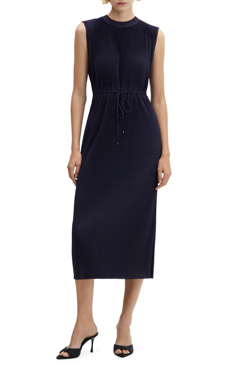 MANGO Pleated Midi Dress, Main, color, 