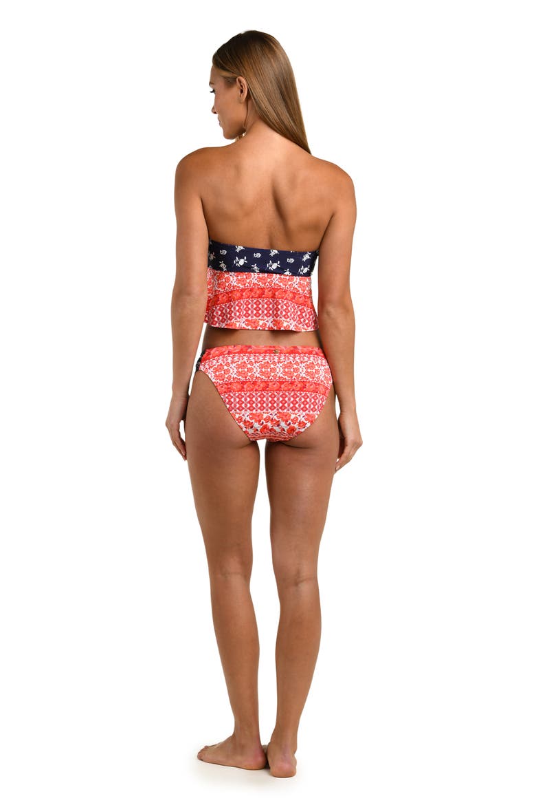 Flowers & Stripes Halter Bandeau Tankini Top, Alternate, color, RED MULTI